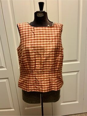 Emma James Plaid Silk Sleeveless Shell